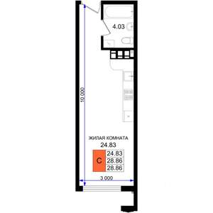 Студия квартира, вторичка, 29м2, 3/8 этаж