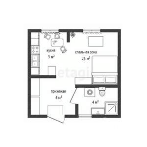 Студия квартира, вторичка, 39м2, 2/2 этаж