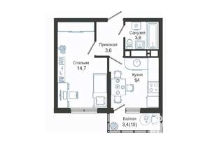 1-к квартира, вторичка, 32м2, 14/24 этаж