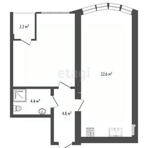 1-к квартира, вторичка, 63м2, 2/4 этаж