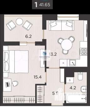 1-к квартира, вторичка, 45м2, 5/20 этаж