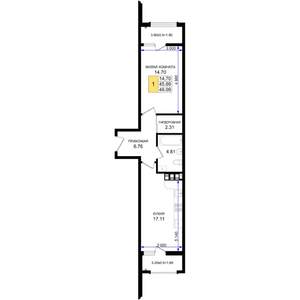 1-к квартира, вторичка, 49м2, 4/8 этаж