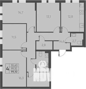 4-к квартира, вторичка, 99м2, 5/15 этаж