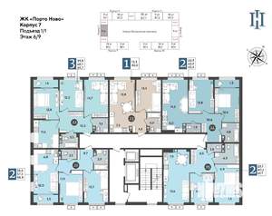 3-к квартира, строящийся дом, 70м2, 6/9 этаж