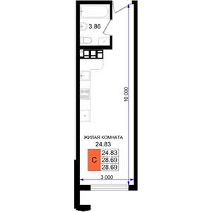 Студия квартира, вторичка, 29м2, 2/8 этаж