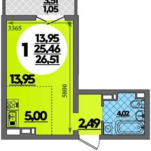 Студия квартира, вторичка, 27м2, 1/16 этаж