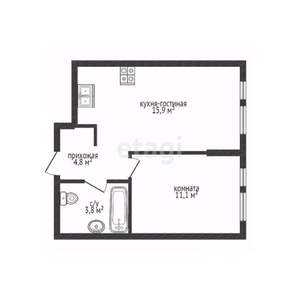 1-к квартира, вторичка, 36м2, 6/15 этаж