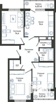 3-к квартира, вторичка, 73м2, 8/24 этаж
