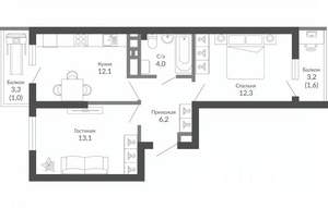 2-к квартира, вторичка, 50м2, 12/23 этаж