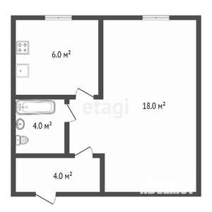 1-к квартира, вторичка, 32м2, 1/4 этаж