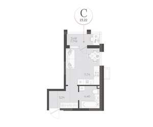 Студия квартира, вторичка, 23м2, 1/9 этаж