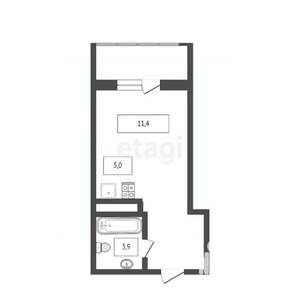 Студия квартира, вторичка, 20м2, 3/12 этаж