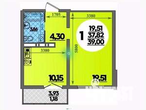 1-к квартира, вторичка, 39м2, 14/16 этаж
