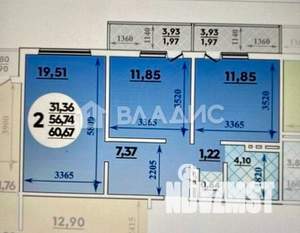 2-к квартира, вторичка, 61м2, 11/16 этаж