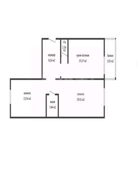 2-к квартира, вторичка, 65м2, 13/16 этаж