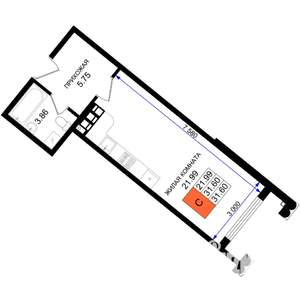 Студия квартира, вторичка, 32м2, 4/8 этаж