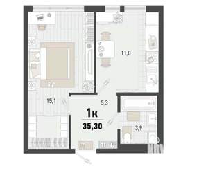 1-к квартира, вторичка, 35м2, 3/25 этаж