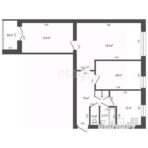 3-к квартира, вторичка, 60м2, 4/9 этаж