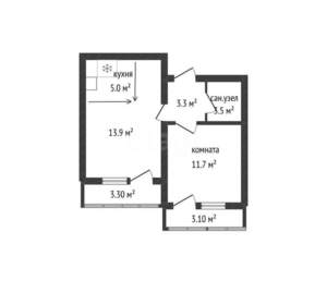 1-к квартира, вторичка, 37м2, 11/16 этаж
