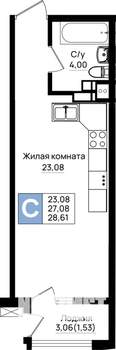 Студия квартира, вторичка, 29м2, 9/9 этаж