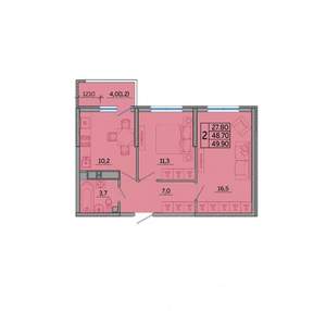 2-к квартира, вторичка, 48м2, 23/23 этаж