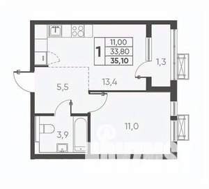 1-к квартира, вторичка, 35м2, 4/24 этаж