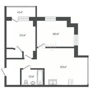 2-к квартира, вторичка, 68м2, 16/17 этаж