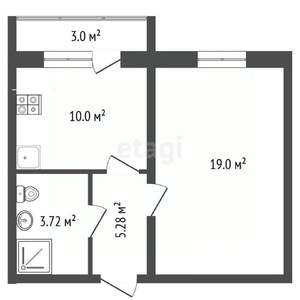 1-к квартира, вторичка, 38м2, 9/16 этаж
