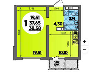 1-к квартира, вторичка, 39м2, 6/16 этаж