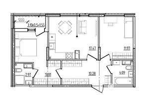 2-к квартира, вторичка, 62м2, 9/9 этаж