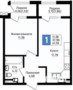 1-к квартира, вторичка, 41м2, 2/9 этаж