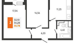 2-к квартира, сданный дом, 56м2, 21/24 этаж