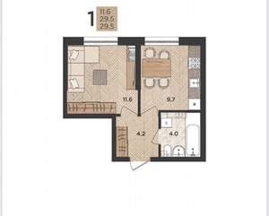 1-к квартира, вторичка, 29м2, 2/24 этаж