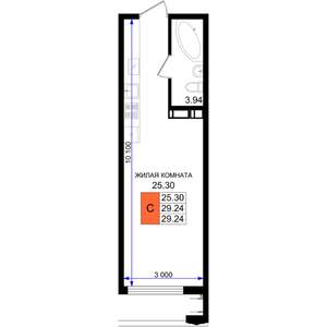 Студия квартира, вторичка, 29м2, 3/8 этаж