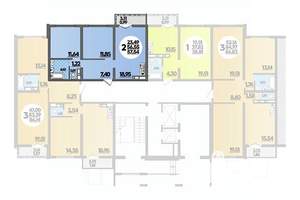 2-к квартира, строящийся дом, 58м2, 12/16 этаж