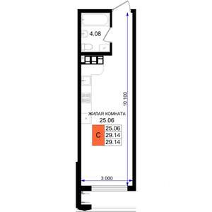 Студия квартира, вторичка, 29м2, 3/8 этаж