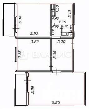 2-к квартира, вторичка, 57м2, 15/16 этаж