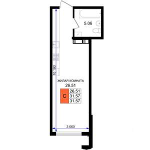 Студия квартира, вторичка, 32м2, 2/8 этаж
