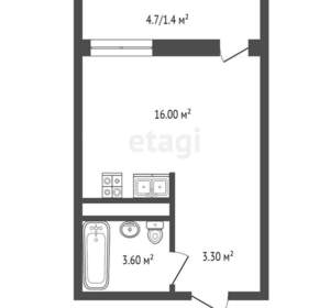 Студия квартира, вторичка, 22м2, 4/23 этаж