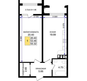 1-к квартира, вторичка, 55м2, 7/8 этаж