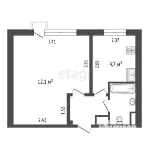 1-к квартира, вторичка, 22м2, 4/9 этаж