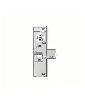 1-к квартира, вторичка, 44м2, 15/16 этаж