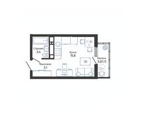 Студия квартира, вторичка, 23м2, 14/24 этаж