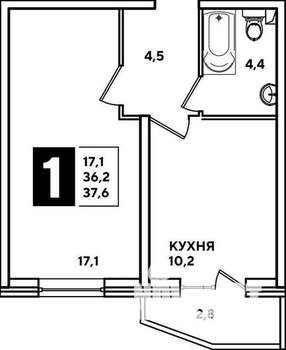 1-к квартира, вторичка, 35м2, 9/20 этаж