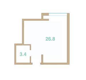 Студия квартира, вторичка, 30м2, 1/8 этаж