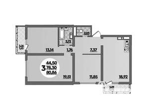 3-к квартира, вторичка, 81м2, 8/16 этаж