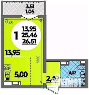 Студия квартира, вторичка, 27м2, 16/16 этаж