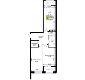 2-к квартира, вторичка, 75м2, 2/8 этаж