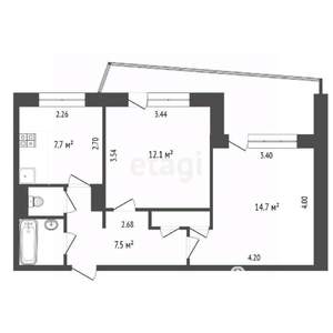 2-к квартира, вторичка, 48м2, 3/5 этаж
