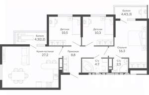3-к квартира, вторичка, 84м2, 21/23 этаж